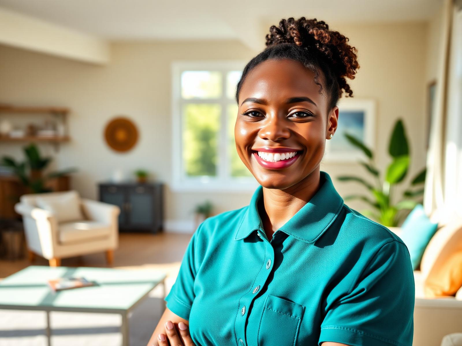 Smiling Spotless Works cleaning professional in a Michigan home